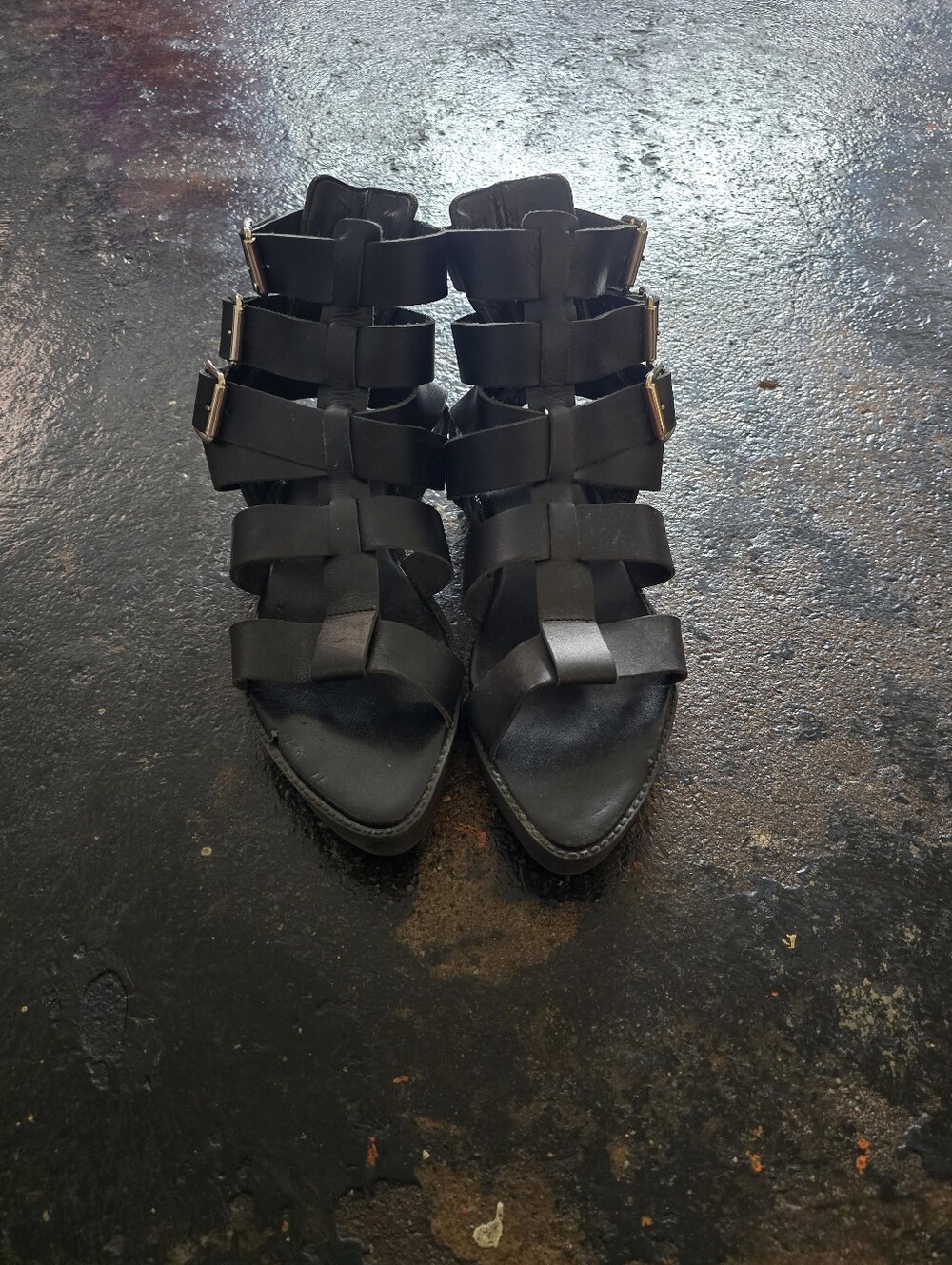 Zara Black Multi-Strap Buckle Gladiator Sandals